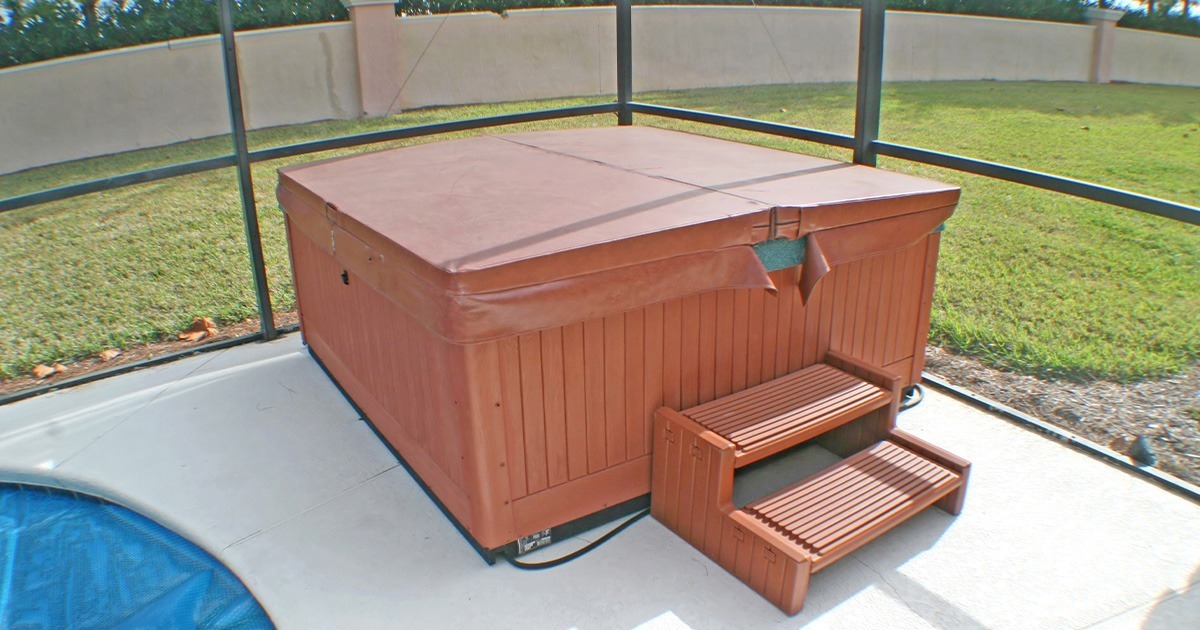 covered hot tub