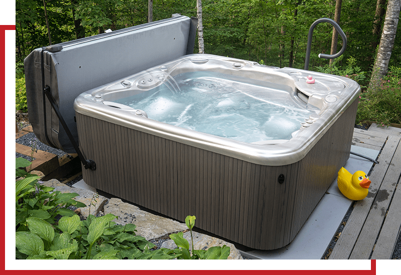 hot tub with open cover