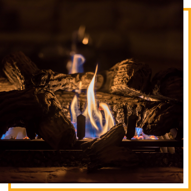 gas fireplace turned on