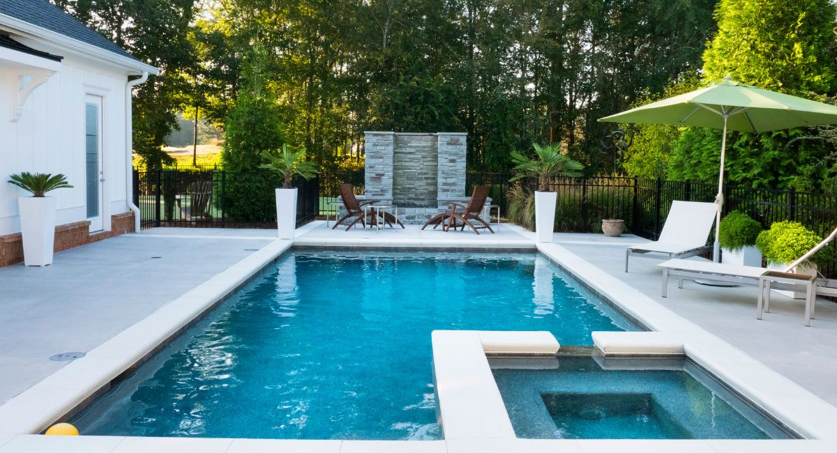 backyard pool with a pool liner