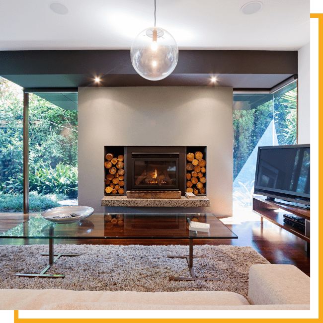 wood-burning fireplace