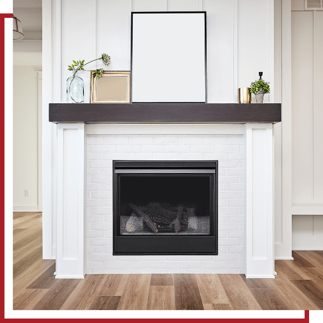 wood-burning fireplace in home