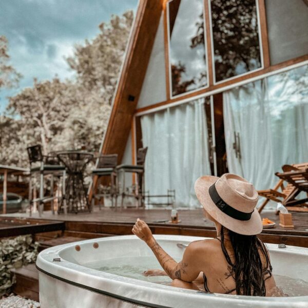 woman in hot tub