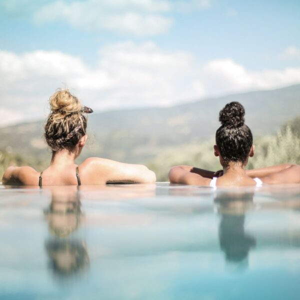 two women in swim spa
