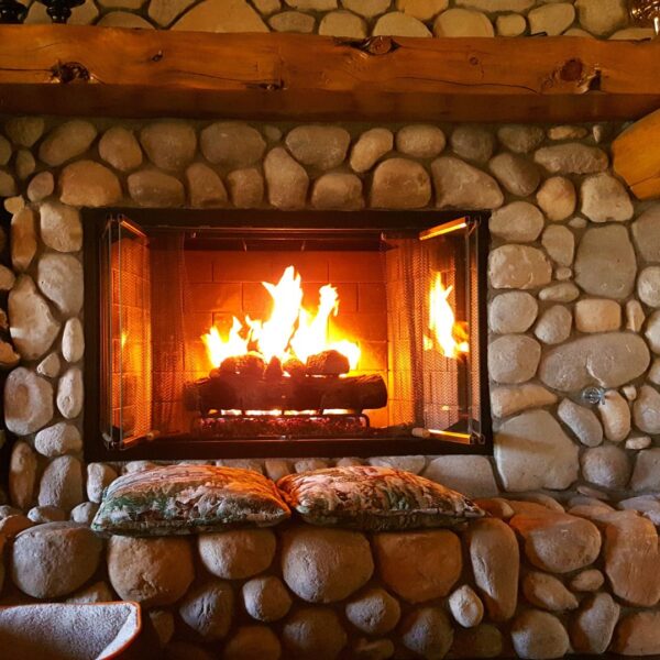 wood burning fireplace