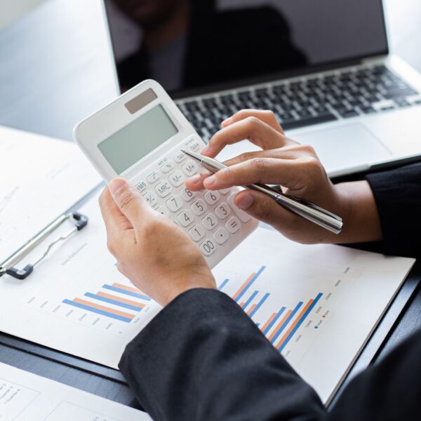 person using calculator