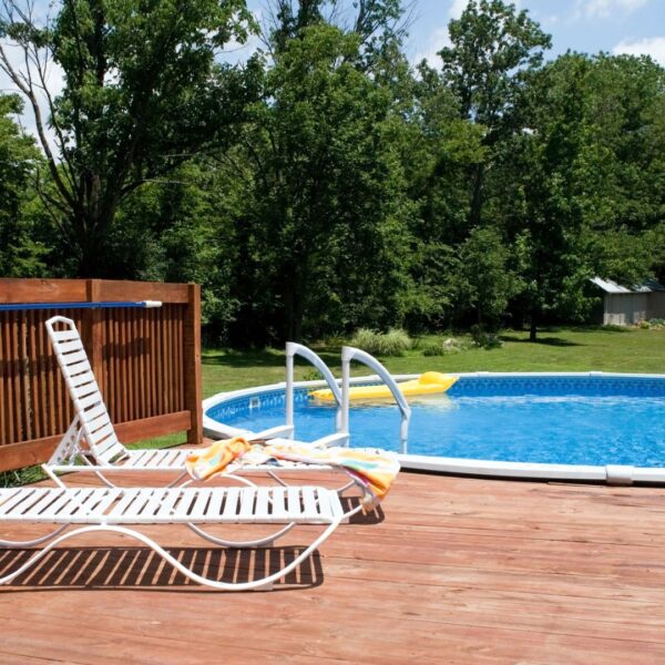 Above ground pool and pool chairs