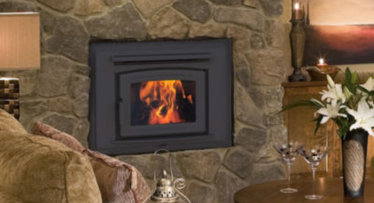 wood fireplace