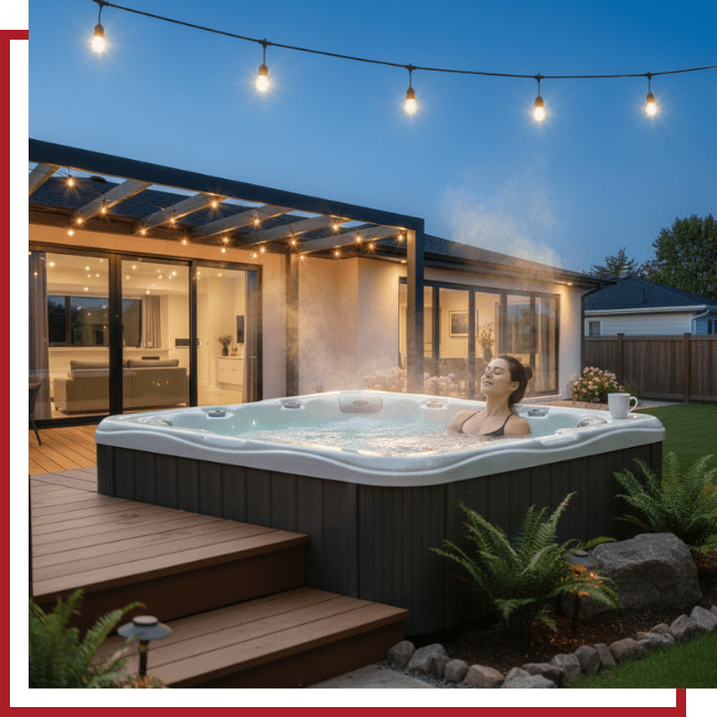 woman relaxing in a hot tub after a long day