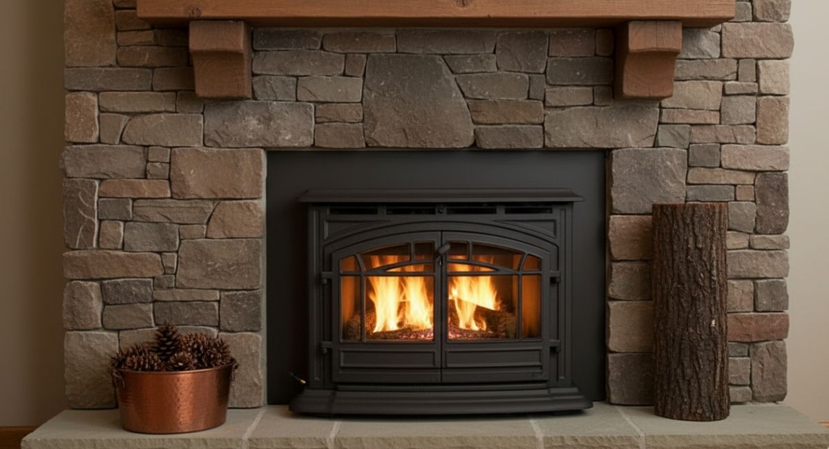 pellet fireplace installed in a home