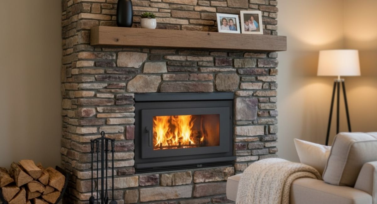 residential wood fireplace