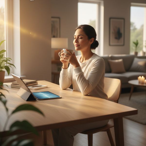 photo of woman at table