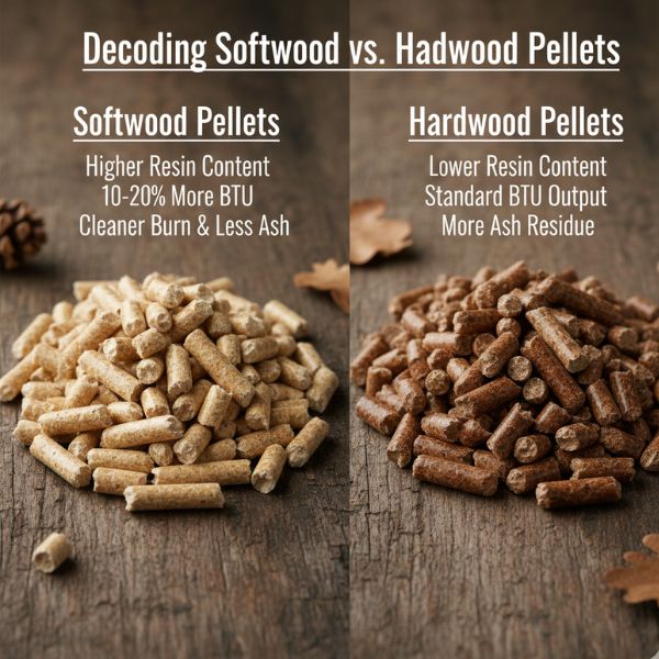 photo of softwood versus hardwood pellets