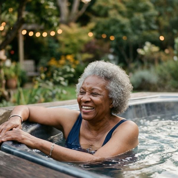 senior in hot tub