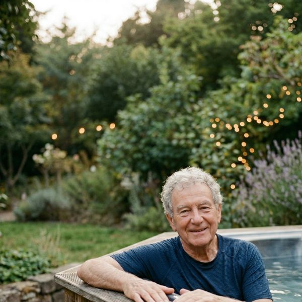senior in hot tub