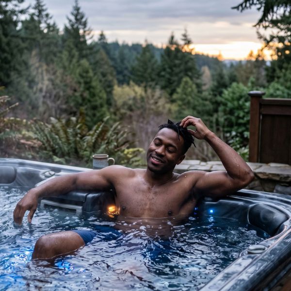 man in hot tub