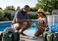 people with pool parts